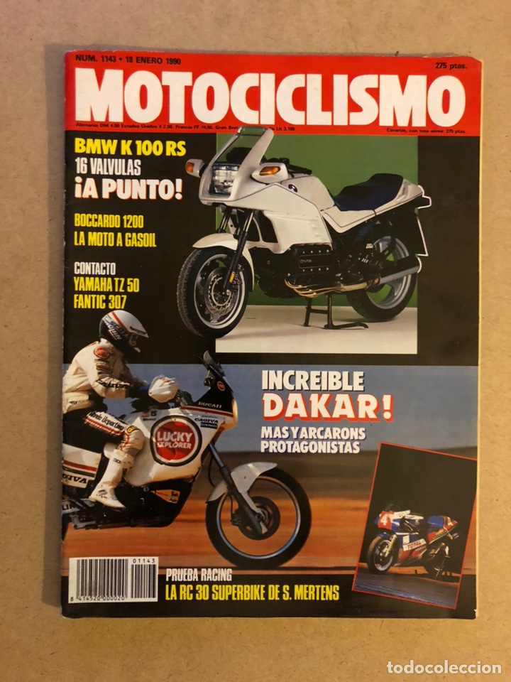 Cars and Motorcycles: MOTOCICLISMO N&deg; 1143 (1990). BMW K 100 RS, , BOCCARDO 1200, YAMAHA TZ 50, FANTIC 307, PARIS DAKAR,..