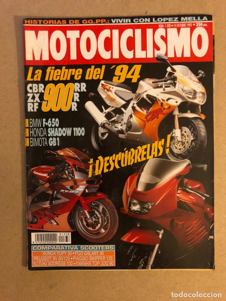 Voitures et Motocyclettes: MOTOCICLISMO N&deg; 1338 (1993). CBR 900 RR, ZX 900 R, RF 900 R, BMW F-650, HONDA SHADOW 1100, BIMOTA GB