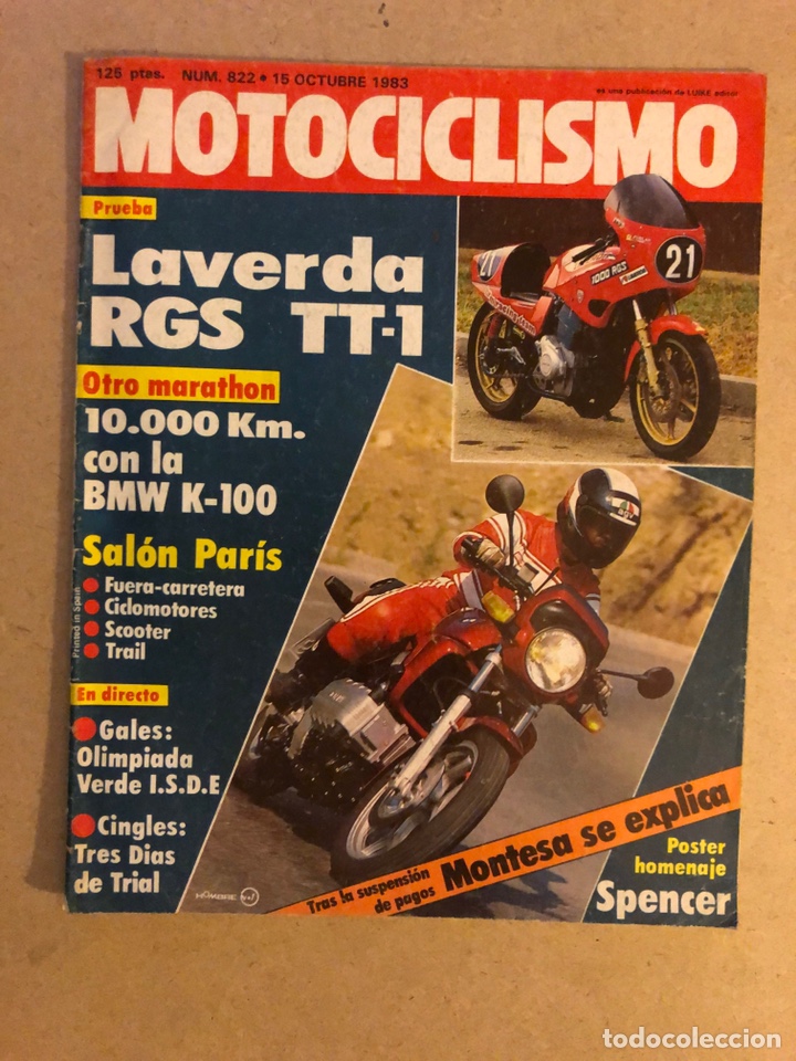 Voitures et Motocyclettes: MOTOCICLISMO N&deg; 822 (1983). LAVERDA RGS TT-1, BMW K-100, MOTOCROSS,...