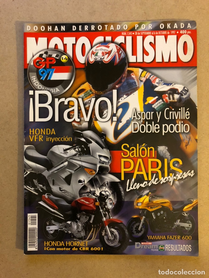 Autos und Motorr&auml;der: MOTOCICLISMO N&deg; 1545 (1997). ASPAR Y CRIVILL&Eacute; G.P. INDONESIA, HONDA VFR, HONDA HORNET, YAMAHA FAZER