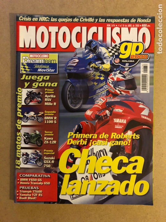 Autos und Motorr&auml;der: MOTOCICLISMO N&deg; 1676 (2000). CARLO CHECA, BMW F650 GS Vs HONDA TRANSALP 650, TRIUMPH TT600, YAMAHA Y