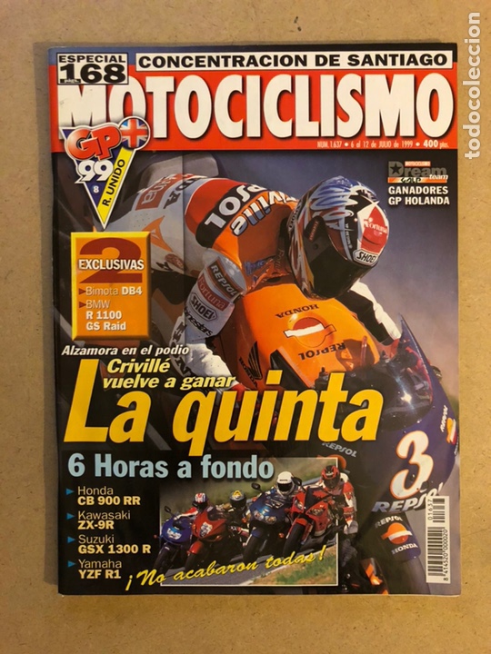 Automobili e Motociclette: MOTOCICLISMO N&deg; 1637 (1999). G.P. REINO UNIDO VICTORIA CRIVILL&Eacute;, HONDA CB 900 RR, KAWA x-9R, SUZUKI