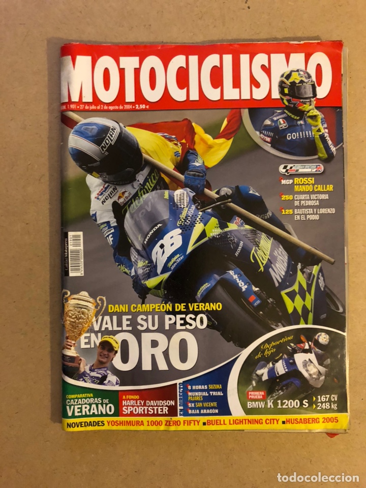 Voitures et Motocyclettes: MOTOCICLISMO N&deg; 1901 (2004). DANI PEDROSA, ROSSI, BMW K 1200 S, YOSHIMURA 1000 ZERO FIFTY,...