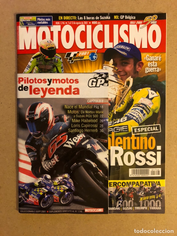 Cars and Motorcycles: MOTOCICLISMO N&deg; 1746 (2001). FASC&Iacute;CULO CAP&Iacute;TULO 2 PILOTOS Y MOTOS DE LEYENDA, ESPECIAL VALENTINO ROS