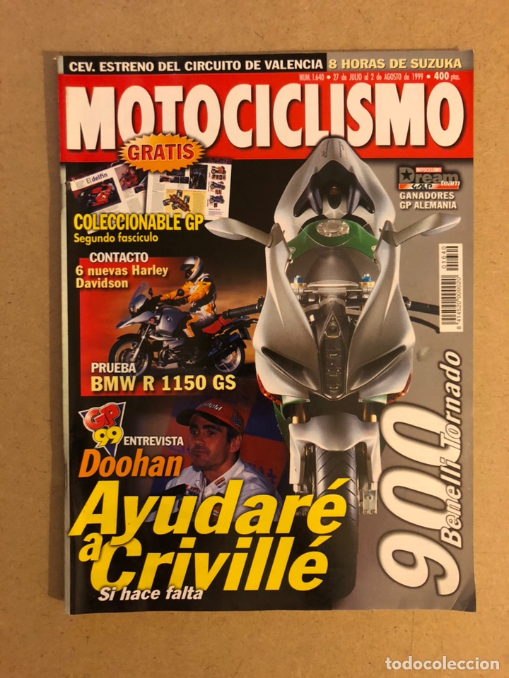 Cars and Motorcycles: MOTOCICLISMO N&deg; 1640 (1999). BENELLI TORNADO 900, BMW R 1150 GS, DOOHAN, COLECCIONABLE GP N&deg; 2,.. HA