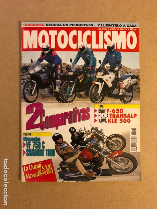 Cars and Motorcycles: MOTOCICLISMO N&deg; 1371 (1994). HONDA VF 750 Vs SHADOW 1100, BMW F-650, HONDA TRANSALP, KAWA KLE 500,..
