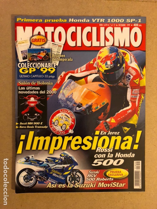 Automobili e Motociclette: MOTOCICLISMO N&deg; 1659 (1999). COLECCIONABLE G.P. &lsquo;99 &Uacute;LTIMO CAP&Iacute;TULO, ROSSI, SUZUKI RGV 500, HONDA VT