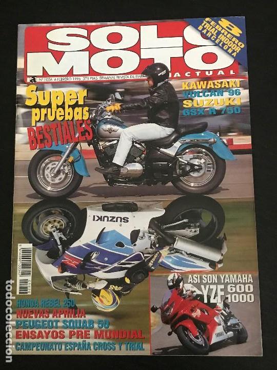 Coches y motocicletas: SOLO MOTO ACTUAL - N&ordm; 1026 - FEBRERO 1996 - SUZUKI GSX R 750 YAMAHA YZF 600 1000 R PEUGEOT SQUAB 50
