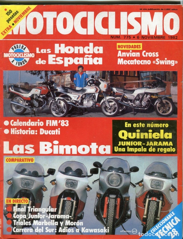 Voitures et Motocyclettes: MOTOCICLISMO N&ordm; 775 - LAS BIMOTA -- LAS HONDA ESPA&Ntilde;A - ANVIAN CROSS - MECATECNO - NOVIEMBRE 1982