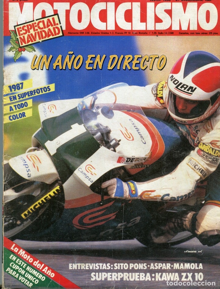 Automobili e Motociclette: MOTOCICLISMO N&ordm; 1036 - ENTREVISTAS SITO PONS / ASPAR / MAMOLA - SUPERFOTOS DICIEMBRE 1987
