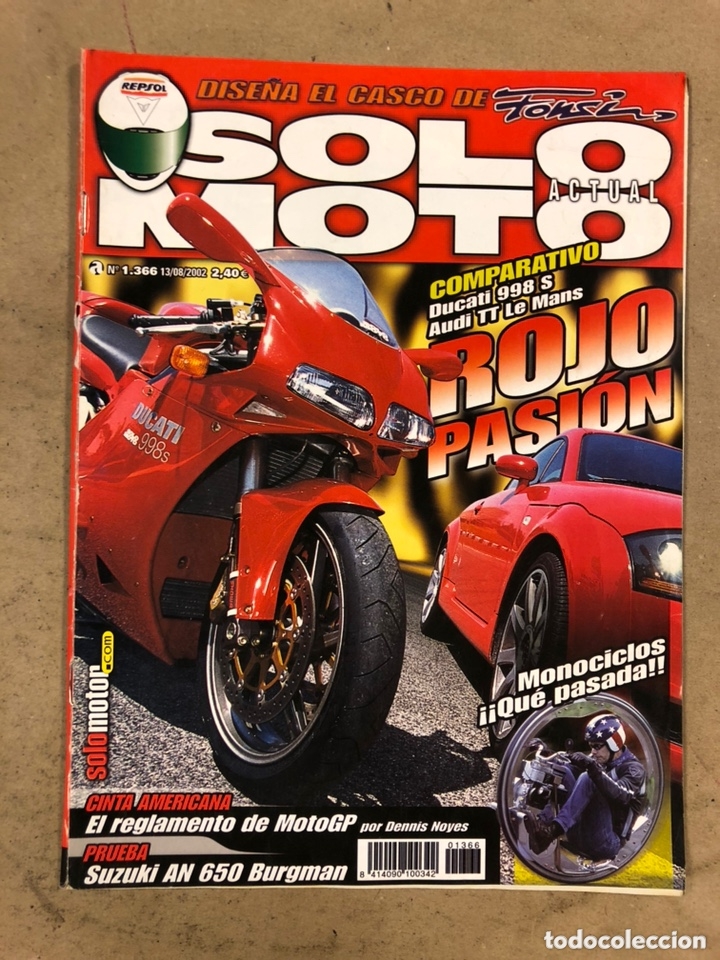 Carros e motociclos: SOLO MOTO ACTUAL N&deg; 1366 (13/08/2002). VER SUMARIO EN FOTOGRAF&Iacute;AS. MUY BUEN ESTADO.