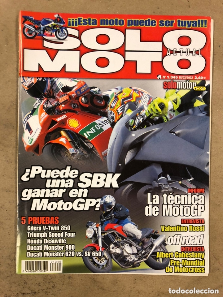 Carros e motociclos: SOLO MOTO ACTUAL N&deg; 1345 (19/3/2002). VER SUMARIO EN FOTOGRAF&Iacute;AS. MUY BUEN ESTADO.