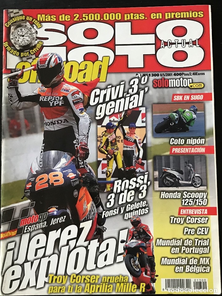 Coches y motocicletas: SOLO MOTO ACTUAL - N&ordm; 1300 - MAYO 2001 - APRILIA RSV MILLE R HONDA SH 125/150 SCOOPY JORDI FARRES