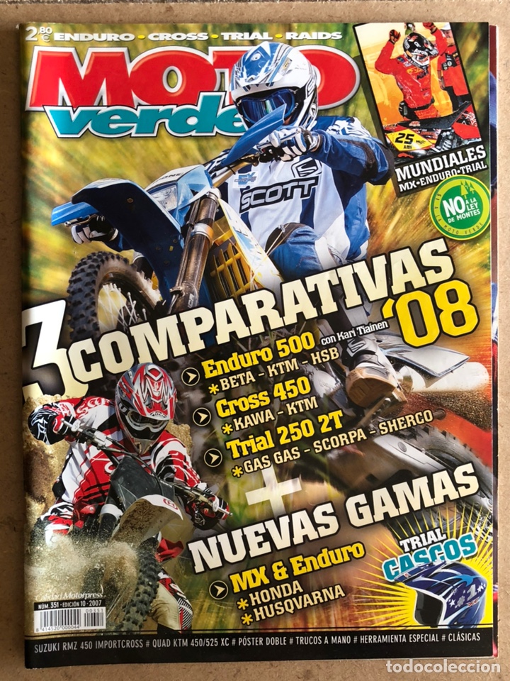 Coches y Motocicletas: MOTO VERDE N&deg; 351 (200y). ENDURO - CROSS - TRIAL - RAIDS. INCLUYE POSTER, 3 COMPARATIVAS, NUEVAS