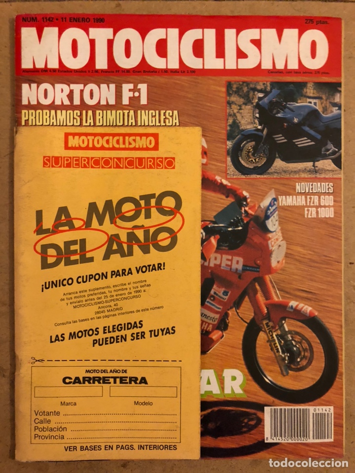 Automobili e Motociclette: MOTOCICLISMO N&deg; 1142 (1990). YAMAHA FZR 600 y 1000, PAR&Iacute;S DAKAR, KAWA Y HONDA CROSS 125/250,...