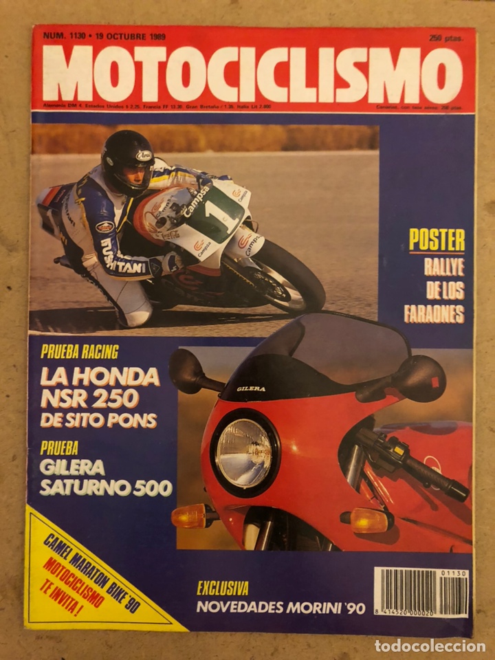 Autos und Motorr&auml;der: MOTOCICLISMO N&deg; 1130 (1989). HONDA NSR 250, GILERA SATURNO 500, POSTER RALLYE FARAONES,..