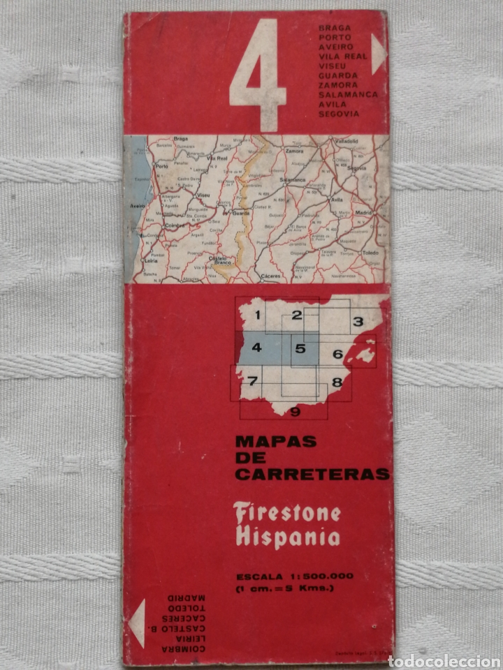 Coches y Motocicletas: MAPA CARRETERAS FIRESTONE HISPANIA N&ordm; 2. 4&ordf; EDICION 1967 In 8&ordm; prolongado 8x4