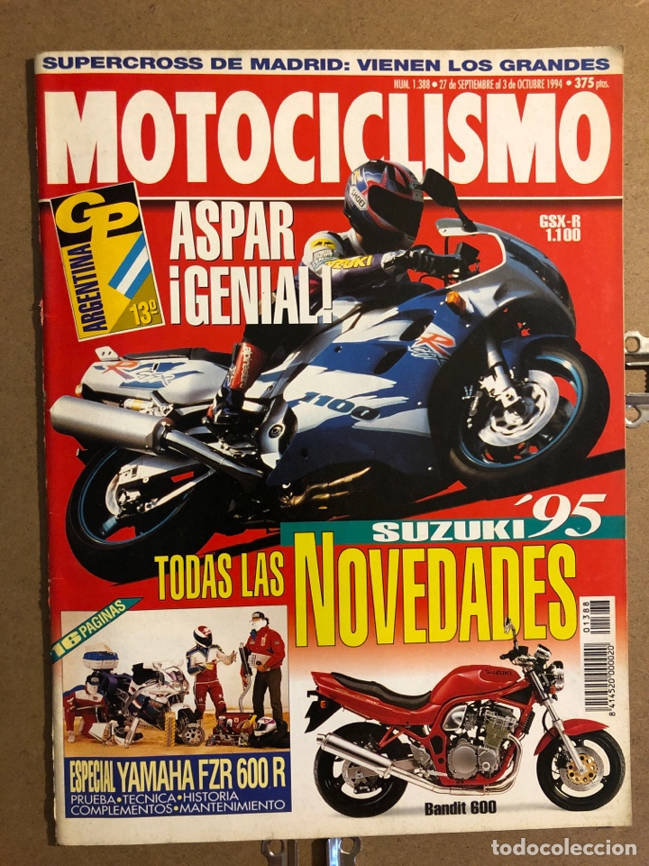 Coches y Motocicletas: MOTOCICLISMO N&deg; 1388 (1994). SUZUKI GSXR 1100, YAMAHA FZR 600 R, SUZUKI BANDIT 600,...