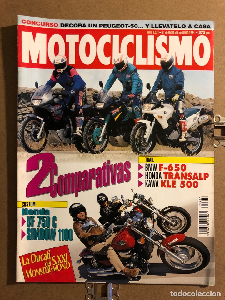 Cars and Motorcycles: MOTOCICLISMO N&deg; 1371 (1994). HONDA VF 750 Vs SHADOW 1100, BMW F-650, HONDA TRANSALP, KAWA KLE