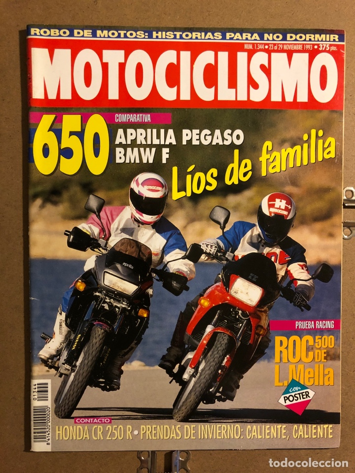 Coches y Motocicletas: MOTOCICLISMO N&deg; 1344 (NOVIEMBRE 1993). APRILIA PEGASO 650 Vs BMW 650 F, HONDA CR 250 R,...