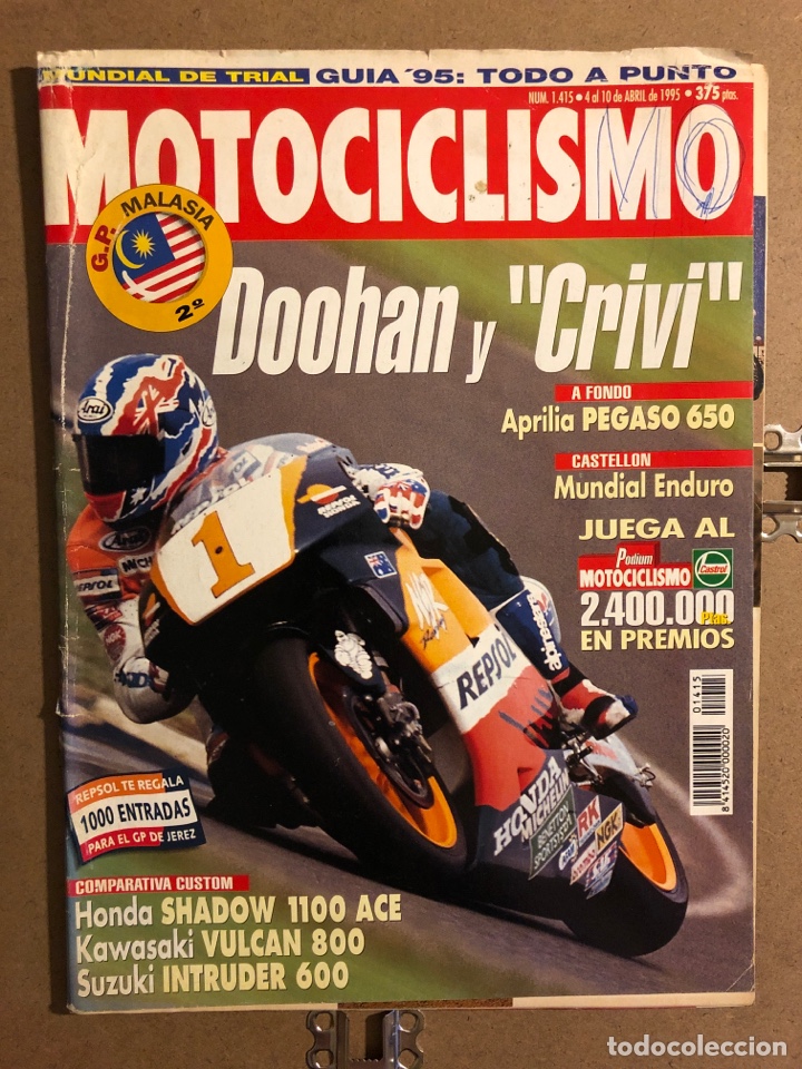 Automobili e Motociclette: MOTOCICLISMO N&deg; 1415 (ABRIL 1995). APRILIA PEGASO 650, HONDA SHADOW 1100 ACE, KAWA VULCAN 800,...