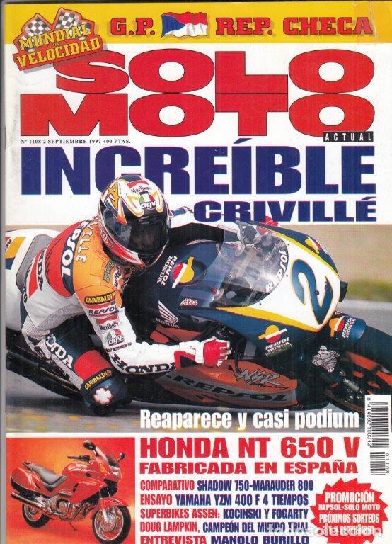 Automobili e Motociclette: REVISTA SOLO MOTO ACTUAL N&ordm; 1108 AO 1997. PRUEBA: YAMAHA YZM 400 F. COMP: HONDA VT 750 SHADOW