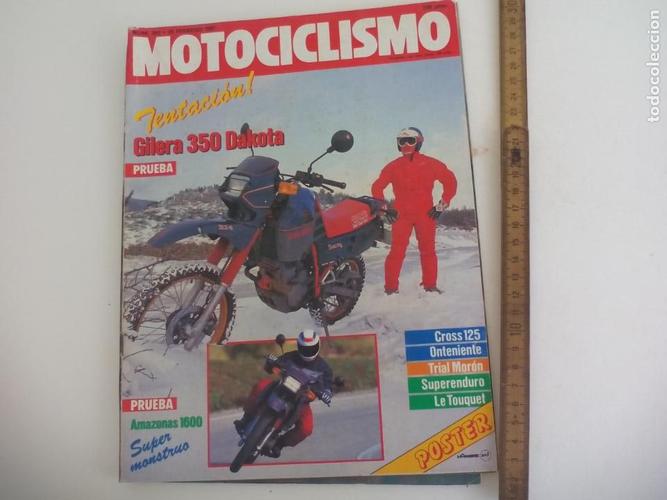 Cars and Motorcycles: REVISTA MOTOCICLISMO n&ordm; 993. 1987. gilera 350 DAKOTA, TRIAL MORON, SUPERENDURO. CON POSTER