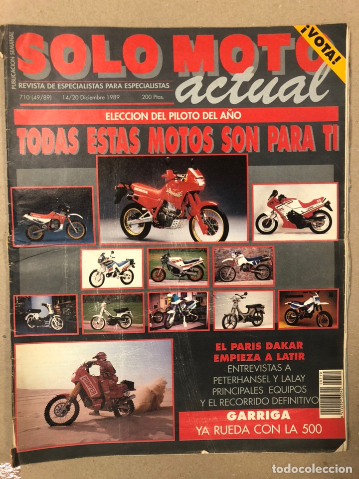 Cars and Motorcycles: SOLO MOTO ACTUAL N&ordm; 710 (1989). PRUEBA: HONDA XRV 650, PARIS DAKAR EDICI&Oacute;N LIMITADA, APRILIA