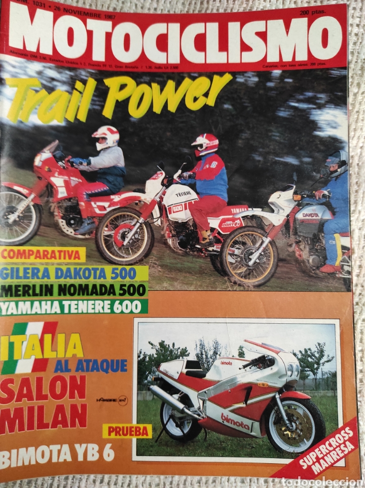 Coches y Motocicletas: MOTOCICLISMO N&ordm; 1031 A&Ntilde;O 1987. PRUEBA: SUZUKI GSX R 750. BIMOTA YB 6. COMPARTIVA: GILERA DAK