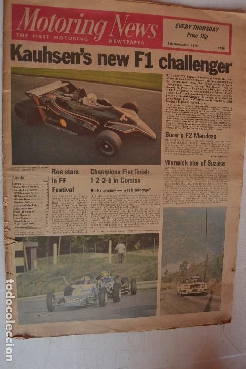 Automobili e Motociclette: 14 NOVIEMBRE 1978 PERI&Oacute;DICO MOTORING NEWS - 23 NOVEMBER 1978 MOTORING NEWS NEWSPAPER - F1 - RALLYE