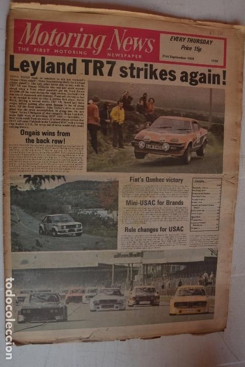 Automobili e Motociclette: 21 SEPTIEMBRE 1978 PERI&Oacute;DICO MOTORING NEWS - 21 SEPTEMBER 1978 MOTORING NEWS NEWSPAPER F1 - RALLYE