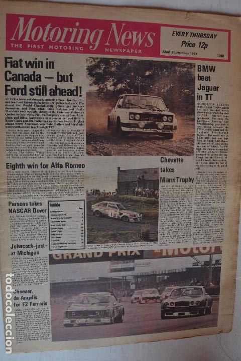 Automobili e Motociclette: 22 SEPTIEMBRE1977 PERI&Oacute;DICO MOTORING NEWS -22 SEPTEMBER 1977 MOTORING NEWS NEWSPAPER F1 - RALLYE
