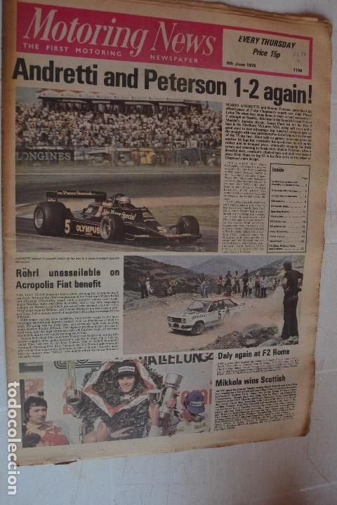 Automobili e Motociclette: 8 JUNIO 1978 PERI&Oacute;DICO MOTORING NEWS -8 JUNE 1978 MOTORING NEWS NEWSPAPER F1 - RALLYE