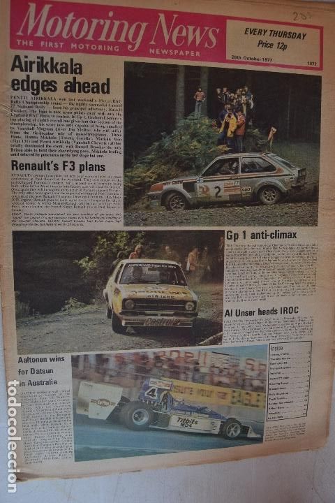 Automobili e Motociclette: 20 OCTUBRE 1977 PERI&Oacute;DICO MOTORING NEWS -20 OCTOBER 1977 MOTORING NEWS NEWSPAPER F1 - RALLYE
