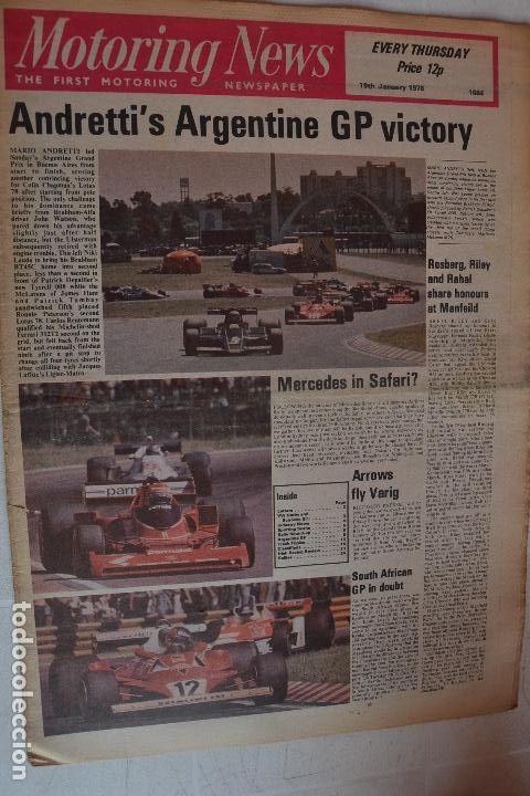 Automobili e Motociclette: 19 JENERO 1978 PERI&Oacute;DICO MOTORING NEWS -19 JANUARY 1978 MOTORING NEWS NEWSPAPER - F1 - RALLYE