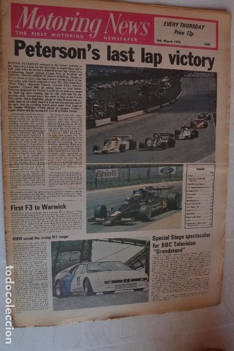 Automobili e Motociclette: 9 MARZO 1978 PERI&Oacute;DICO MOTORING NEWS -9 MARCH 1978 MOTORING NEWS NEWSPAPER - F1 - RALLYE