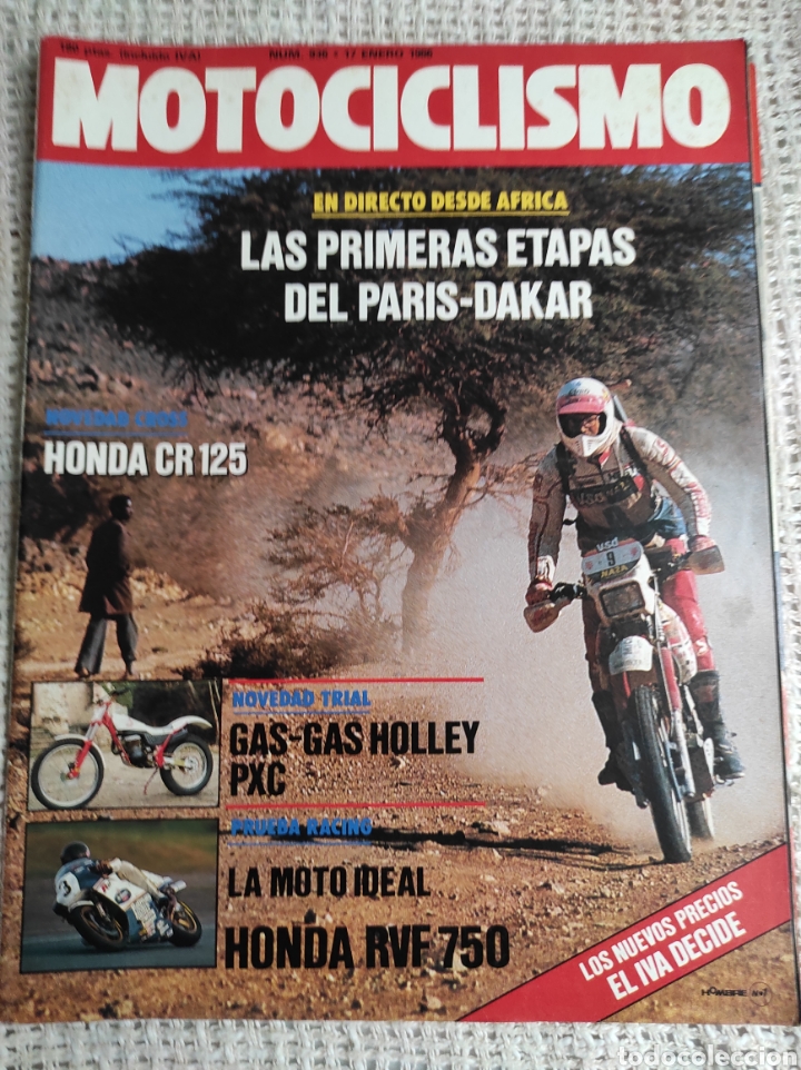 Voitures et Motocyclettes: MOTOCICLISMO N&ordm; 936 - ENE 1986 - HONDA RVF 750 / GAS GAS HOLLEY PXC / HONDA CR 125 / PARIS DAKAR