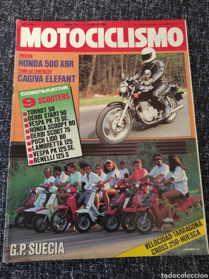 Carros e motociclos: MOTOCICLISMO N&ordm; 915 - AGOS 1985 - HONDA 500 XBR / CAGIVA ELEFANT / GP SUECIA / TORROT 50