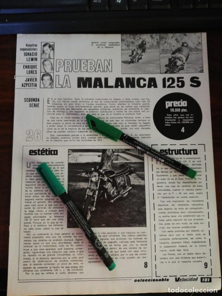 Voitures et Motocyclettes: PRUEBA MALANCA 125 S. VELOCIDAD. D&Iacute;PTICO