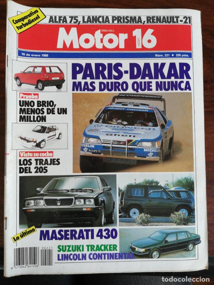 Autos und Motorr&auml;der: MOTOR 16 N&ordm; 221 - ENERO 1988 - FIAT UNO BRIO / MASERATI 430 / ALFA 75 TD / PRISMA TD / RENAULT 21 TD