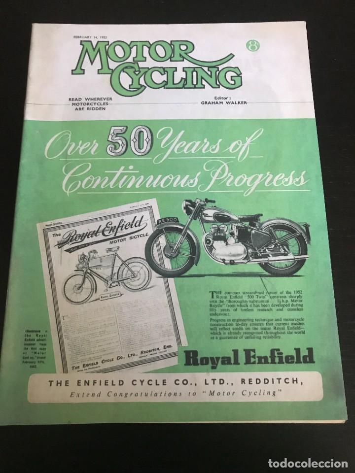 Autos und Motorr&auml;der: MOTOR CYCLING - FEBRERO 1952 - REVISTA FACSIMIL REPRODUCCION DE EPOCA - MOTO MOTOCICLISMO