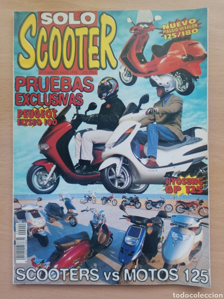 Coches y Motocicletas: REVISTA SOLO SCOOTER N.&ordm; 9 1998 PEUGEOT ELYSEO 100, HYOSUNG GP 125. SCOOTERS VS MOTOS
