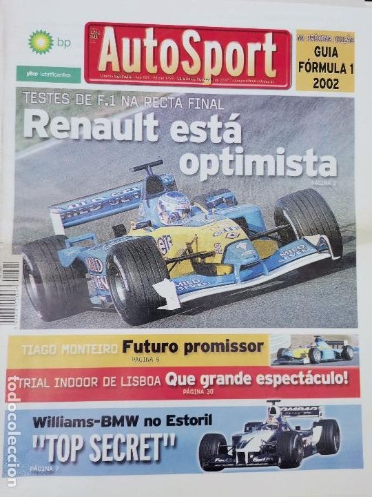 Autos und Motorr&auml;der: 2002 JORNAL AUTO SPORT - WILLIAMS BMW NO ESTORIL - TRIAL INDOOR DE LISBOA - RENAULT VEL SATIS
