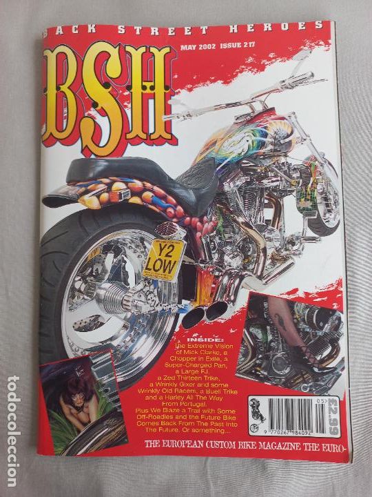 Cars and Motorcycles: BSH BACK STREET HEROES. Issue No 217. may 2002. THE EUROPEAN CUSTOM BIKE MAGAZINE. REVISTA MOTOS