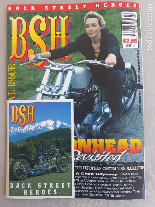Voitures et Motocyclettes: BSH BACK STREET HEROES Issue No 202 FEBRUARY 2001. THE EUROPEAN CUSTOM BIKE MAGAZINE REVISTA MOTOS
