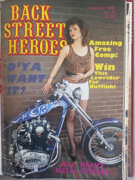 Carros e motociclos: BSH BACK STREET HEROES Issue No 31 NOVEMBER 1986 THE EUROPEAN CUSTOM BIKE MAGAZINE CON POSTER MOTOS