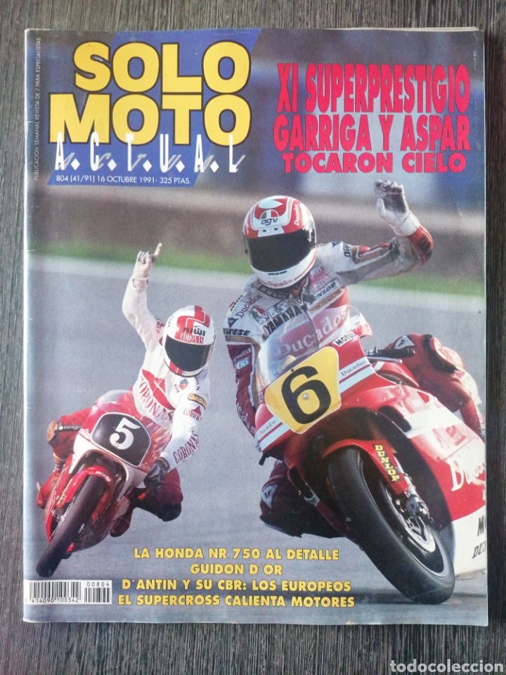 Carros e motociclos: SOLO MOTO ACTUAL N.&ordm; 804 1991 GARRIGA Y ASPAR, HONDA NR 750, GILERA RT 50, GUIDON D'OR, LUIS D'ANTIN