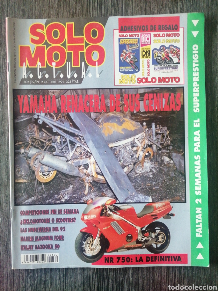 Carros e motociclos: SOLO MOTO ACTUAL N.&ordm; 802 1991 HONDA NR 750, INCENDIO EN HAMAYA, ITALJET BAZOOKA 50, CICLOSCOOTERS