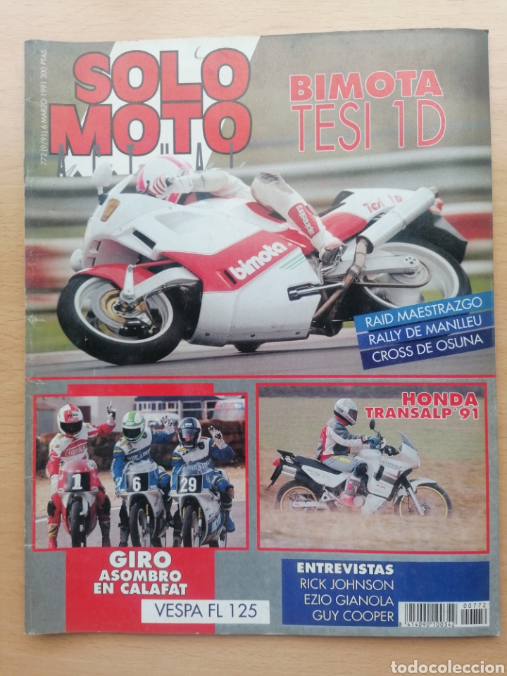 Automobili e Motociclette: SOLO MOTO ACTUAL N&ordm; 772 1991 BIMOTA TESI 1D, HONDA TRANSALP. RICK JOHNSON, EZIO GIANOLA, GUY COOPER