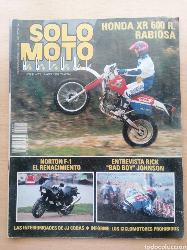 Autos und Motorr&auml;der: SOLO MOTO ACTUAL N&ordm; 727 1990 HONDA XR 600, NORTON F-1, RICK JOHNSON, CICLOMOTORES PROHIBIDOS
